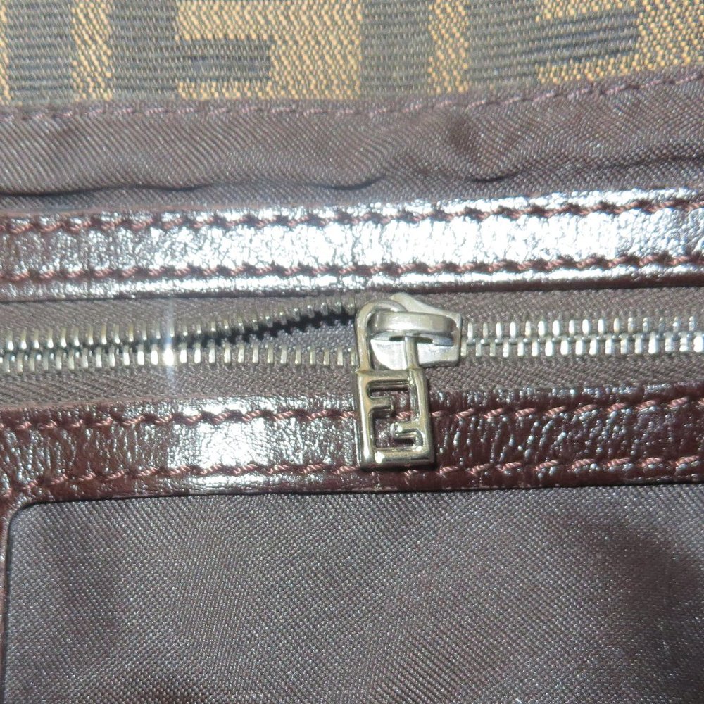 ❤️ Auth FENDI Double Flap Zucca Canvas & Leather Shoulder Bag Italy +DUSTBAG - Picture 13 of 15